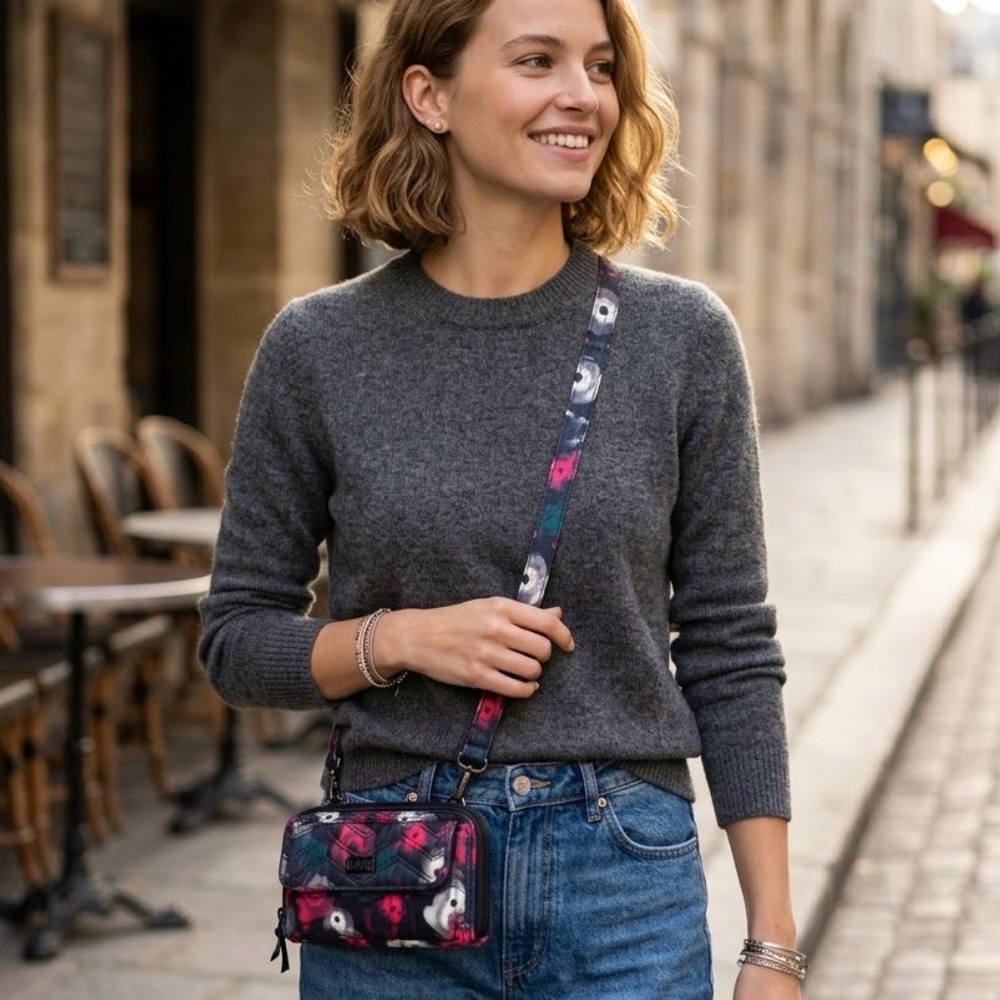 lug Floral Print Crossbody Bag in Navy, Pink, White